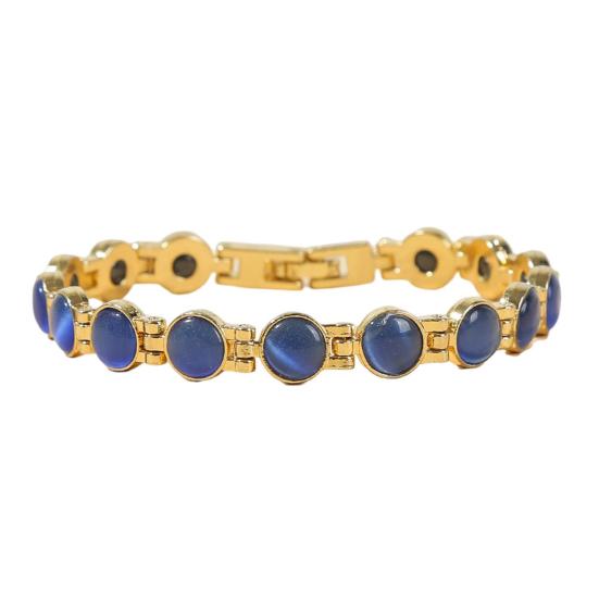 Βραχιόλι Μαγνητικής Θεραπείας Χρυσό Επιχρυσωμένο Κόσμημα Απαλύνει την Κόπωση Γυαλιστερό Cats Eye Stone