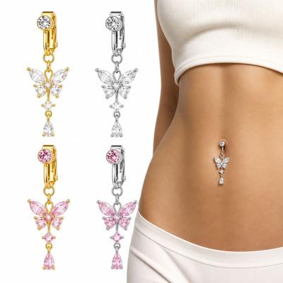 Non Piercing Fake Belly Ring Zircon Belly Button Rings Faux Belly Piercing  Body Jewelry