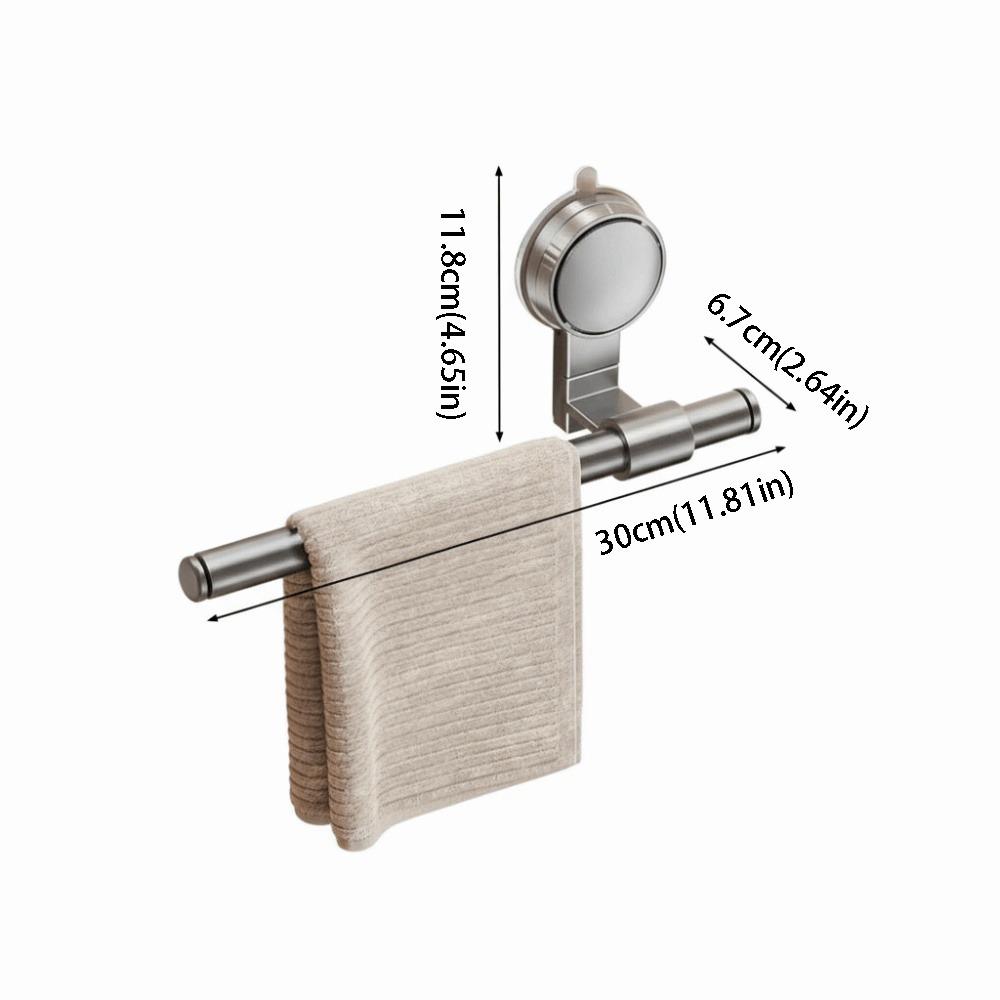 Cream Style No-Drill Towel Bar Punch-free Removable Towel Rack Bathroom Hanging Rod  Wall Mounted Gray 30cm