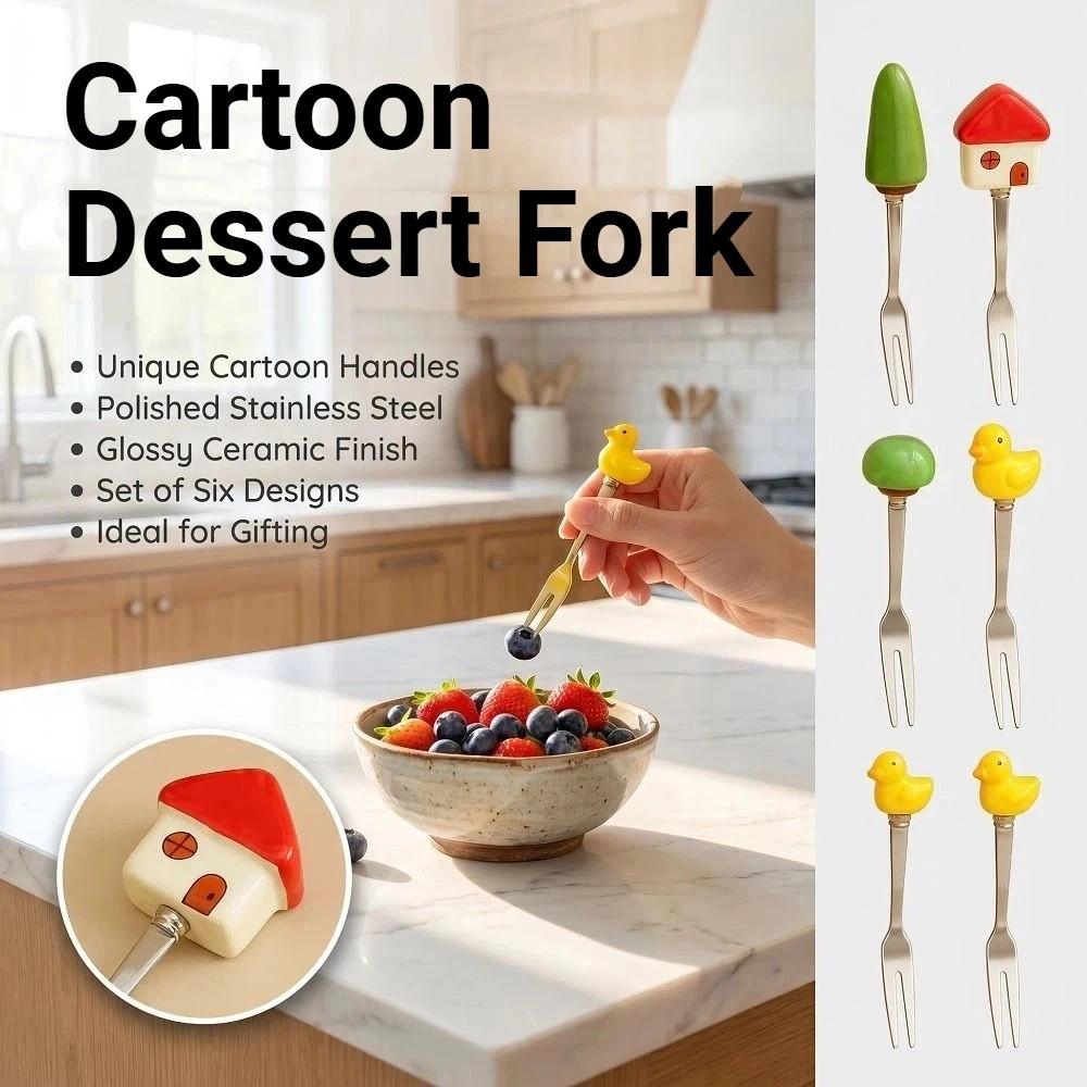 6Pcs Creative Fruit Dessert Fork Reusable Cute Fruit Forks Tea Preparation