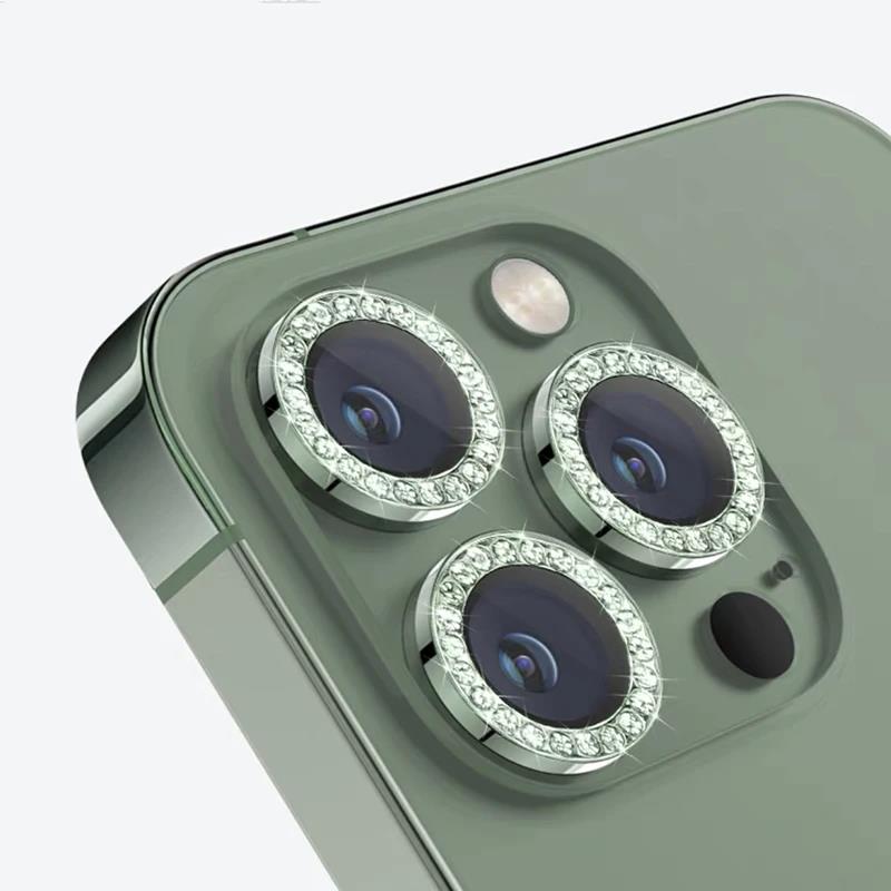 2-3Pcs Pink Metal Glitter Diamond Camera Protector for IPhone 17 16 Pro Max Plus Back Lens Protective Glass for 13 12 Mini 4