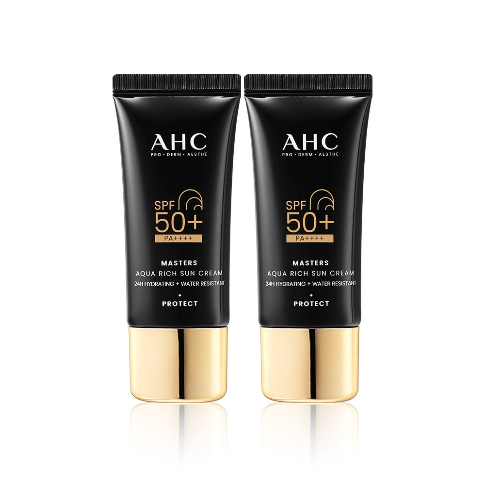 AHC Masters Aqua Rich Sun Cream SPF50+ PA++++ Hydrating Water-Resistant UV Protection 30ml / 50ml 30ml 2EA