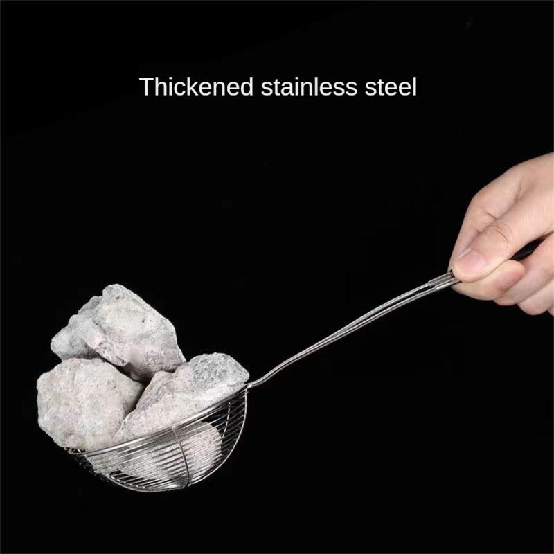 1PC Red Handle Strainer Stainless Steel Bubble Tea Colander Boba Milk Tea Spoon Filter Pearl Durable Safe Round Kitchen Gadgets