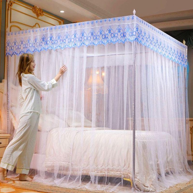 3-Door Thickened Mosquito Net for 1.2m, 1.5m, 1.8m Beds - Princess Palace Design, Floor-Standing, For Home Use.