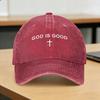 God Is Good Cross Christian Minimalist Religious Faith Baseball Cap Sun Hiking Fishing SunProof Washed Trucker Hat Baseball Cap