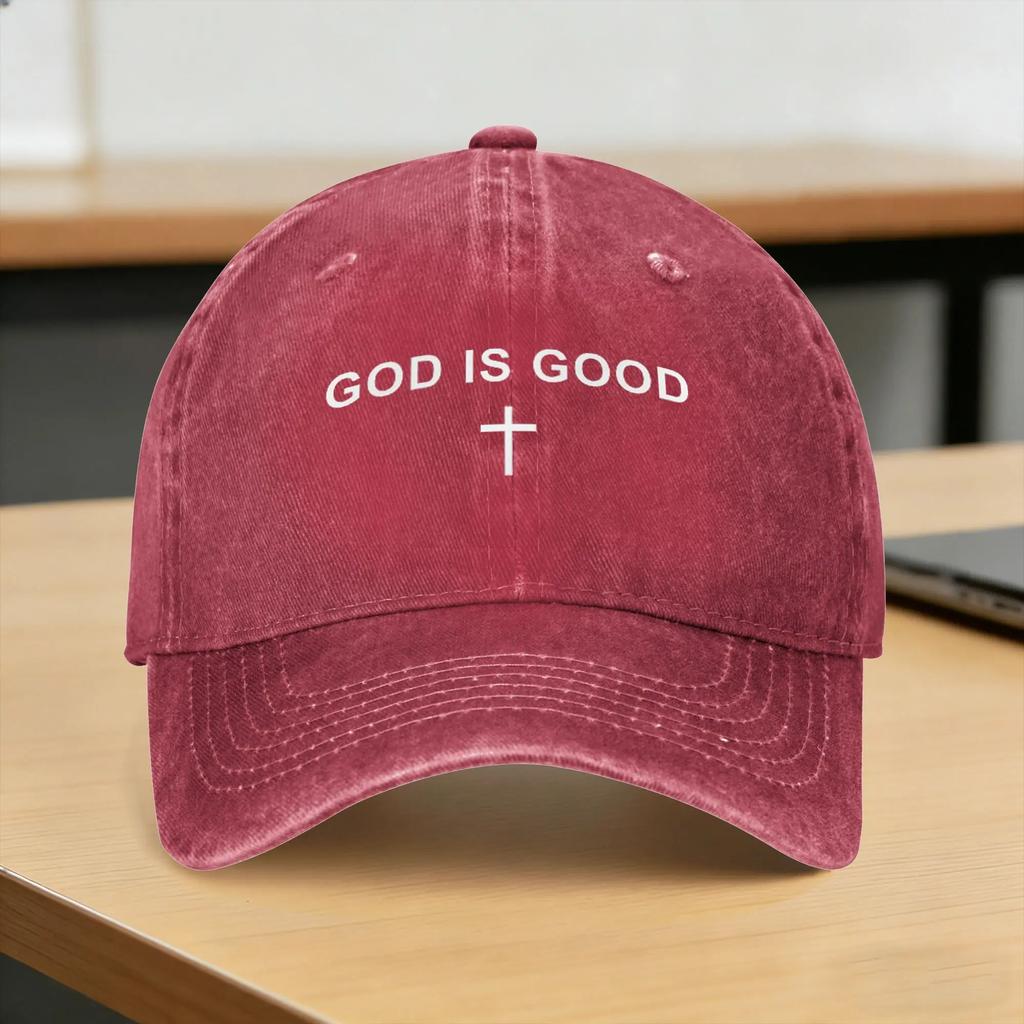 God Is Good Cross Christian Minimalist Religious Faith Baseball Cap Sun Hiking Fishing SunProof Washed Trucker Hat Baseball Cap