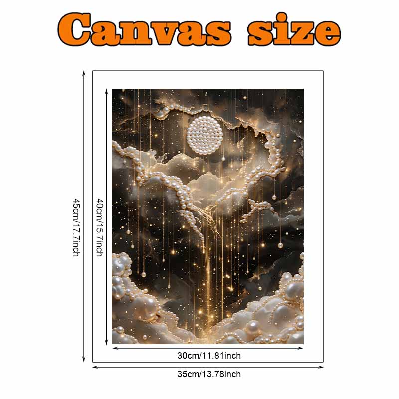 DIY The Moon in The Clouds Pearl Diamond Art Kits Without Frame 30x40cm Gem Art Diamond Painting Kits for Adults/Beginners Gift Idea Home Wall Decor