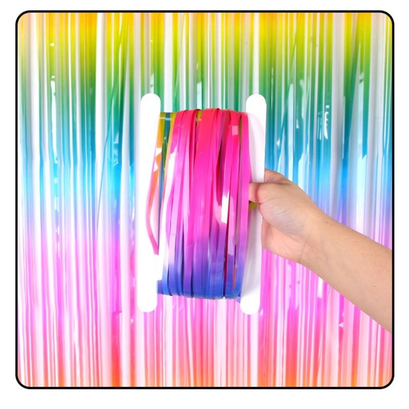 2 Stück PET Quasten Girlanden zur Partydekoration Einfache Aufbauten Sortierte Farbe Lametta Metallischer Vorhang für Heimfeier