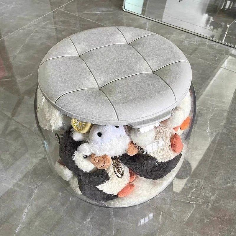 Doll Storage Bucket Toy Storage Stool Transparent Organiz Tube Multi-purpose Large Capacity with Handle Sitt Chang Shoes Stool