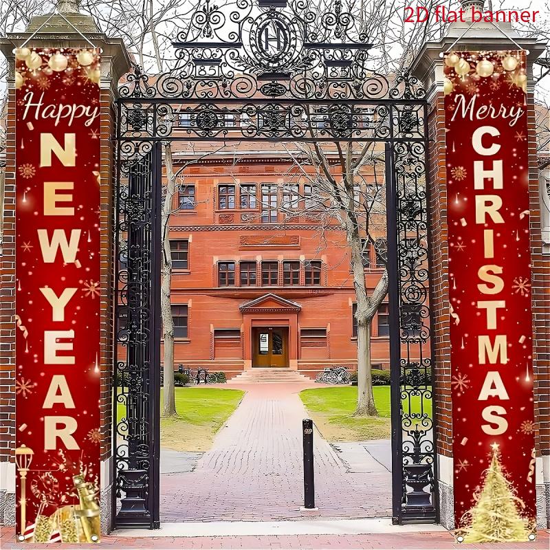 2pcs Chinese New Year/Snowman Santa Claus Photo Booth Props & Couplet Door Decoration - 2D Flat Hanging Decor Suitable for Home, Party, Wedding, Showe