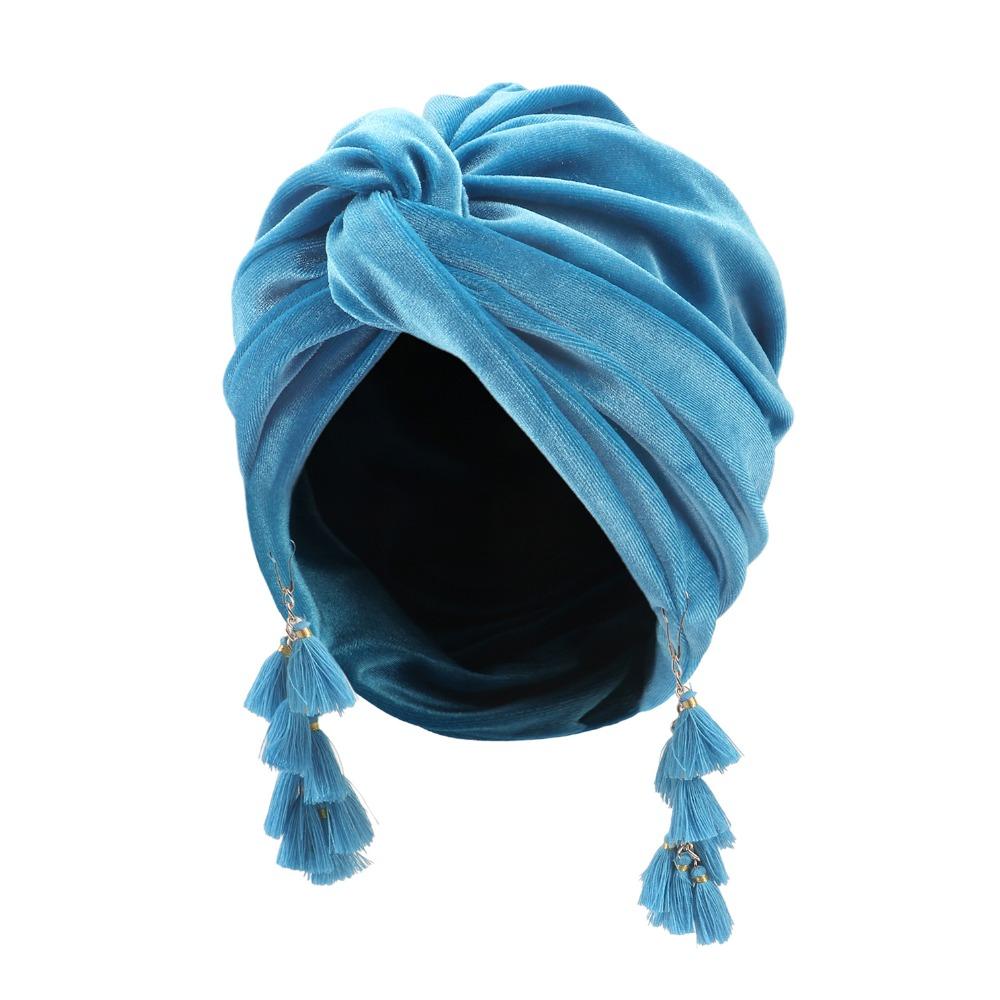 Turban Cap Crossed Pullover Hat Solid Color Beanie Hat Fashionable Fringe Hat  Spring