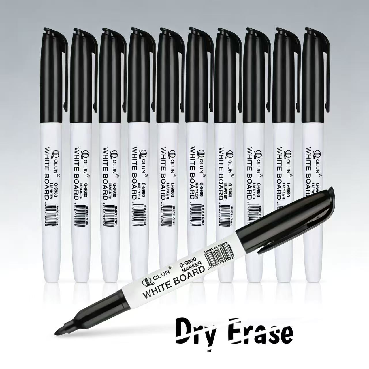 

12Pcs Large Capacity Erasable Whiteboard Markers, Water-Based Ink Black Dry Erase Pens for Office School Teaching Supplies