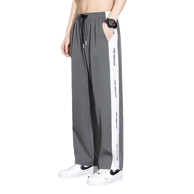 Summer Thin Ice Silk Pants Men's Straight Loose Casual Pants Fashion and Thin Wide-leg Sports Trousers