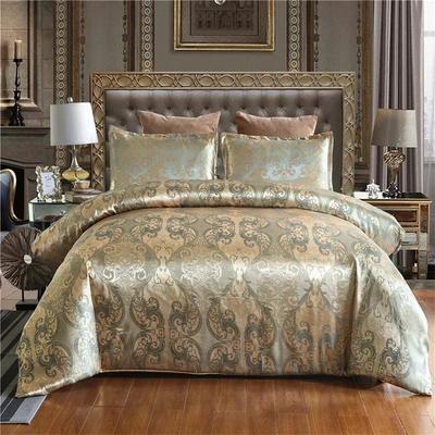 Luxe Satijn Jacquard Eenpersoons Tweepersoons Dekbedovertrek Set High End Europese Bruiloft Kingsize Beddengoedset Queensize Dekbedovertrekset