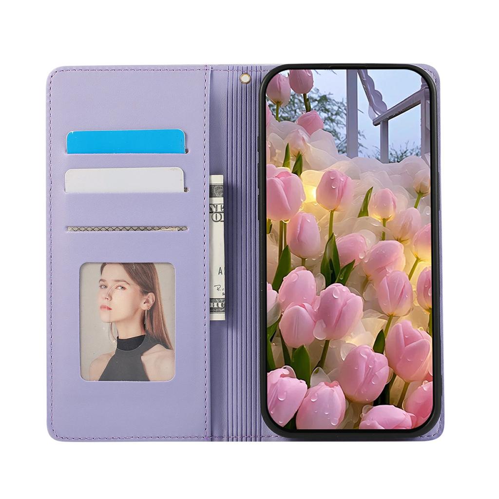 For iPhone 17 Pro Case RFID Blocking Wallet Stand Rhombus Leather Phone Cover with Wrist Strap
