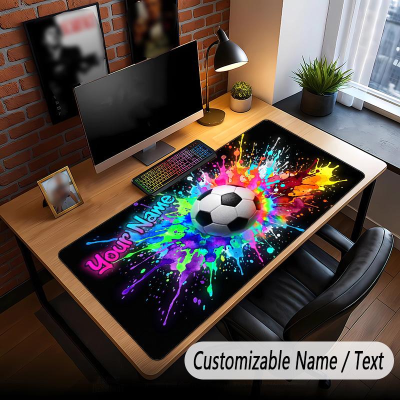 Mouse Pad Personalizado com Tema de Futebol Personalizado com Nome Texto Tapete de Mesa Personalizado Para Escritório Decoração de Casa