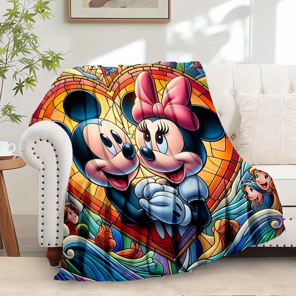 1pc Flannel Minnie Mouse Floral Print Throw Blanket for Bedding, Sofa Cover, 75x90cm