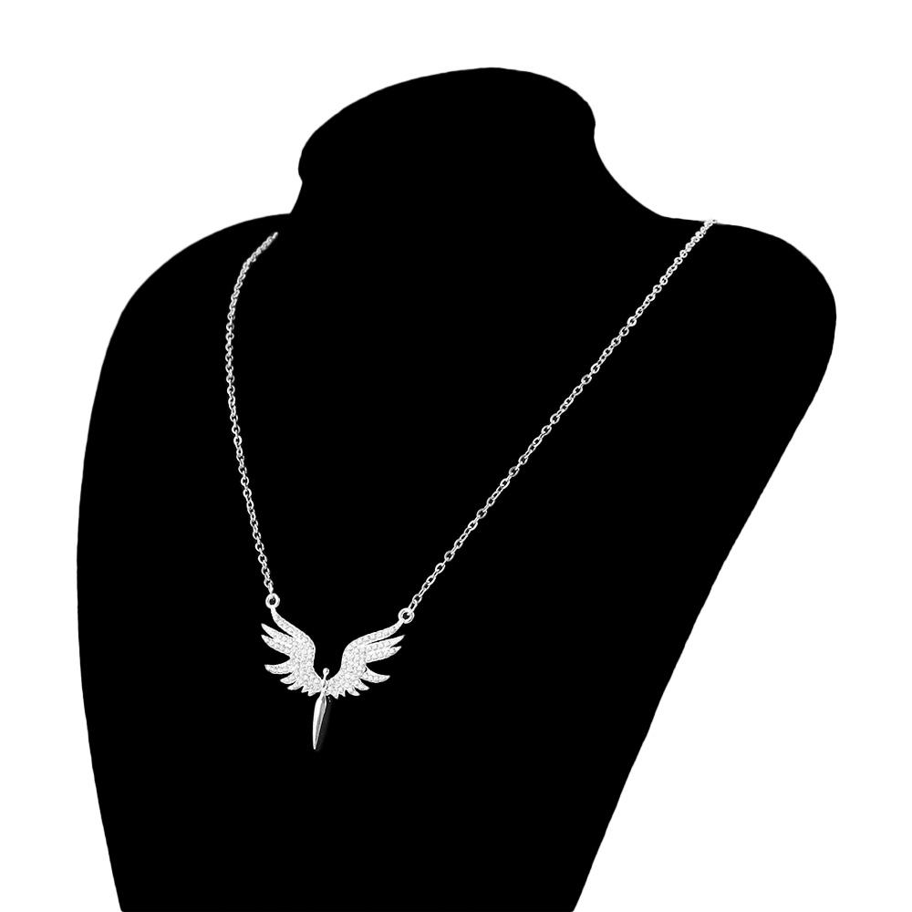 Zinc Zinc Alloy Rhinestones Angel Wings Crystal Woman Necklaces Korean Neck Jewelry Choker Clavicle Chain