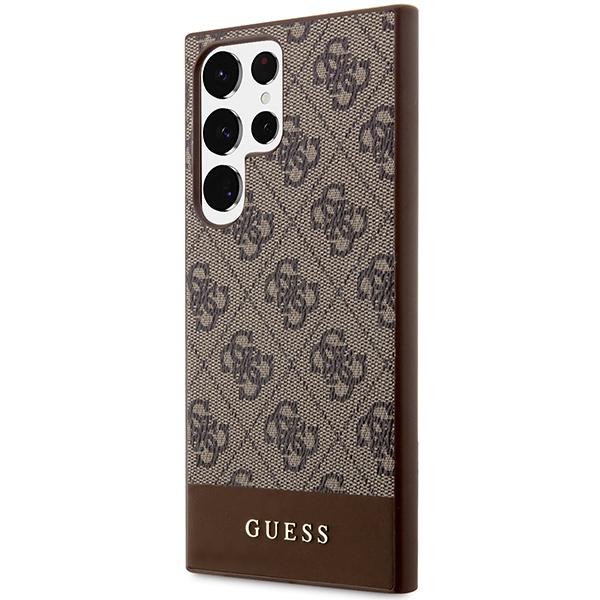 Guess Guhcs24Lg4Glbr S24 Ultra S928 Brązowy/Brown Hardcase 4G Stripe Collection