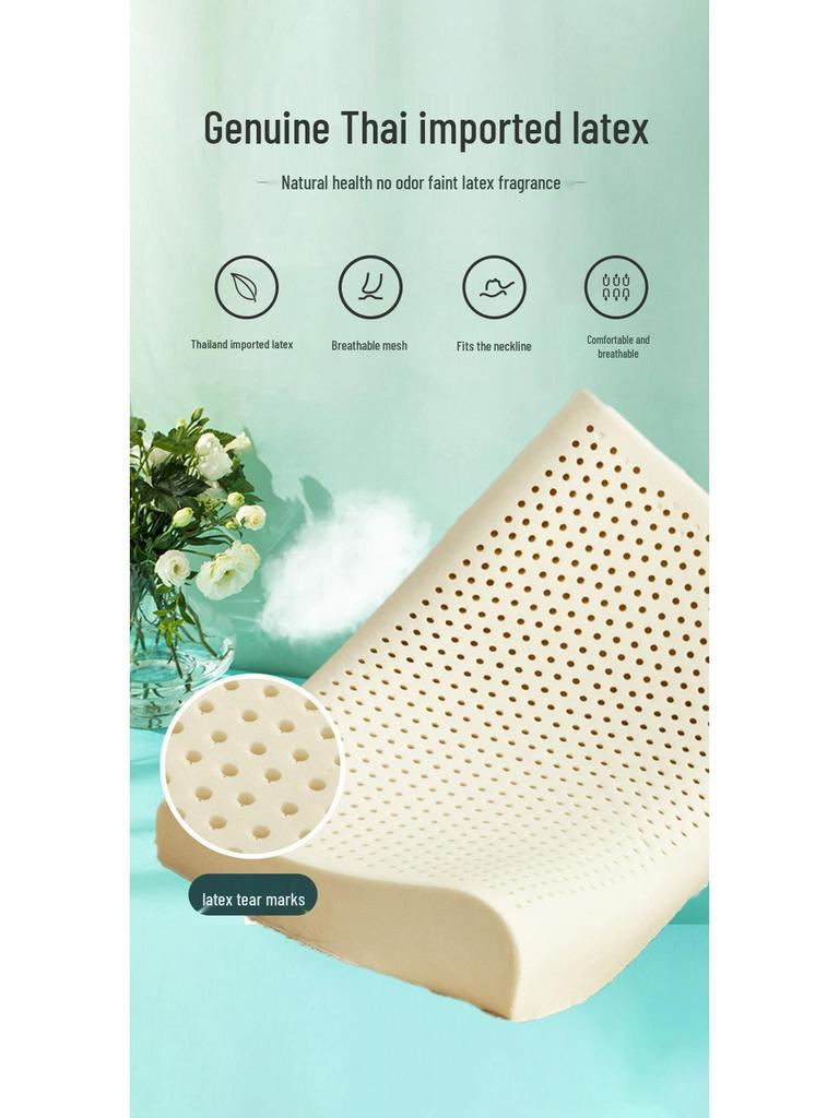 Thailand Natural Latex Neck Support Pillow for Home and Dorm - Massage & Sleep Aid
