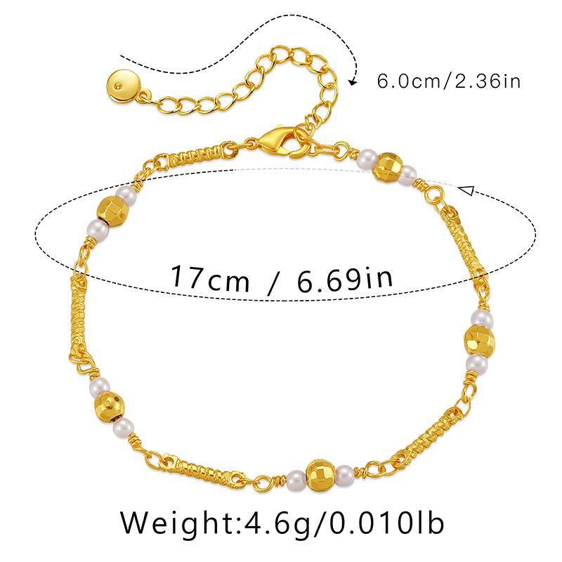 Brass Plated 18k Gold Pearl Bracelet Elegant Minimalist Designer Jewelry For Women