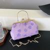 French High-quality Socialite Bag Female Niche Design Jacquard Hand Clip Square Chain Cross-body