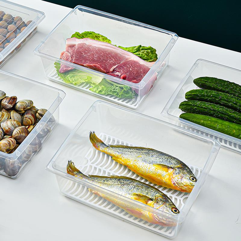 Japanische lebensmittelechte Kühlschrank-Aufbewahrungsbox: Geruchsverhindernd, Kühlen und Gefrieren, Gemüseabtropfbox für die Küche