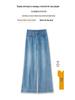 Women's High-Waisted Blue Retro Wide-Leg Denim Pants