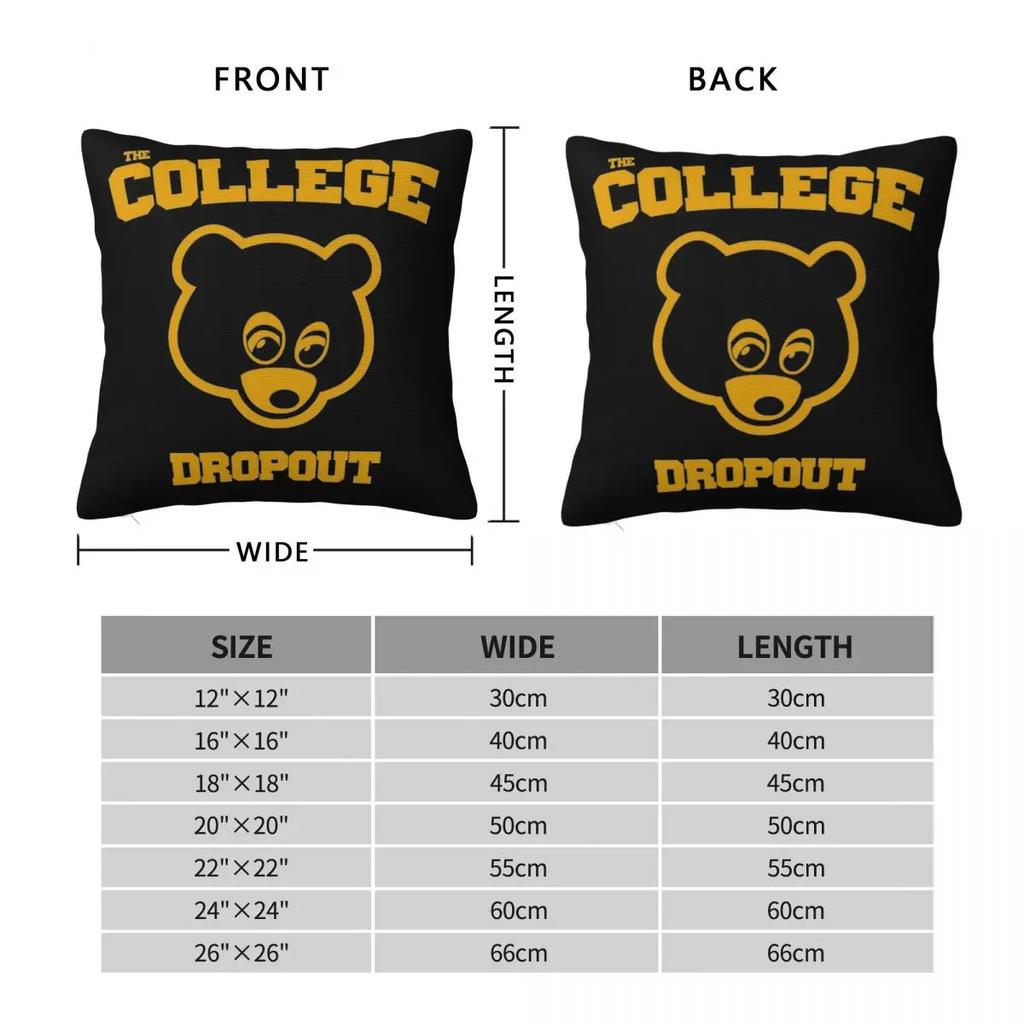 The College Dropout Kanye West Rap Pillowcase Double-sided Printing Cushion Cover Decorative Pillow Case Cover Home Zippered