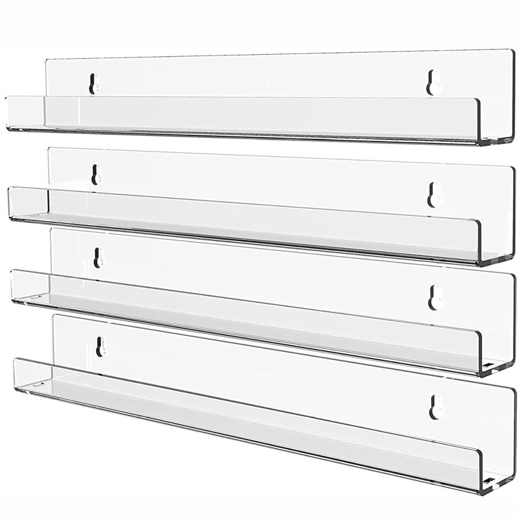 Acrylic Bathroom Shelves 15x1.3Inch Thick Acrylic Shelves Wall Mounted Versatile Floating Shelves Storage and Display
