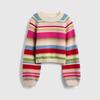 GAP Girls' 2025 Winter Colorful Striped Round Neck Knit Sweater
