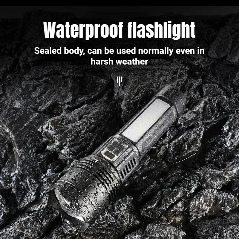 Powerful 5400mah LED Flashlight 3*18650 Battery Zoomable White Laser Torch Type-C Charging Outdoor Camping Tactical Lantern