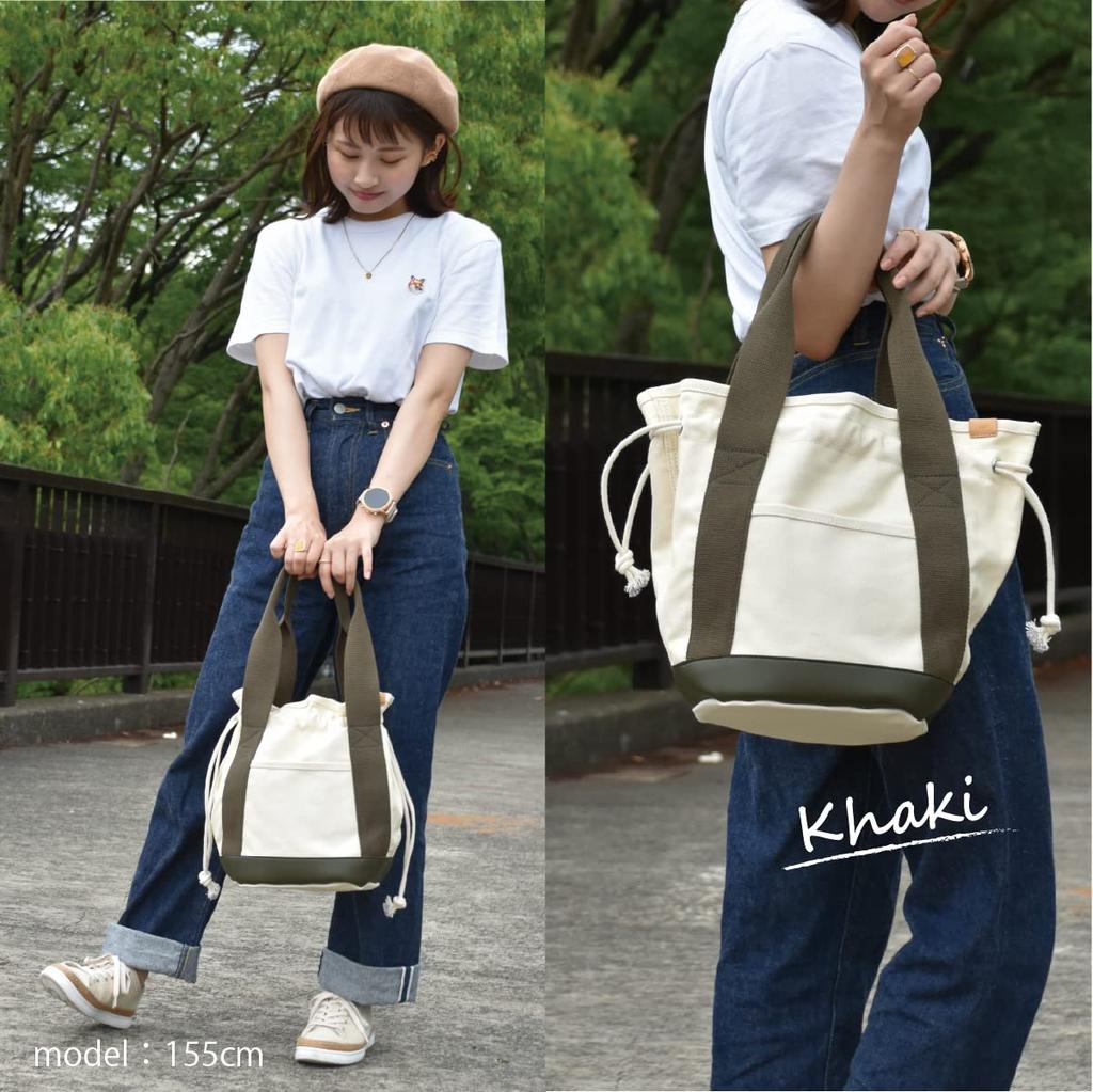 Dot and Stripe Monopia Tote Bag DS-17012 Women's Khaki