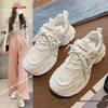 2025 Women's Breathable Mesh Dad Sneakers – New Summer/Spring Thick-Sole White Shoes