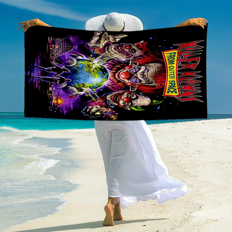 Horror Clown Circus Fashion Beach Towel: Ideal for Summer Adventures Soft, absorbent and quick drying suitable for swimming and bathing