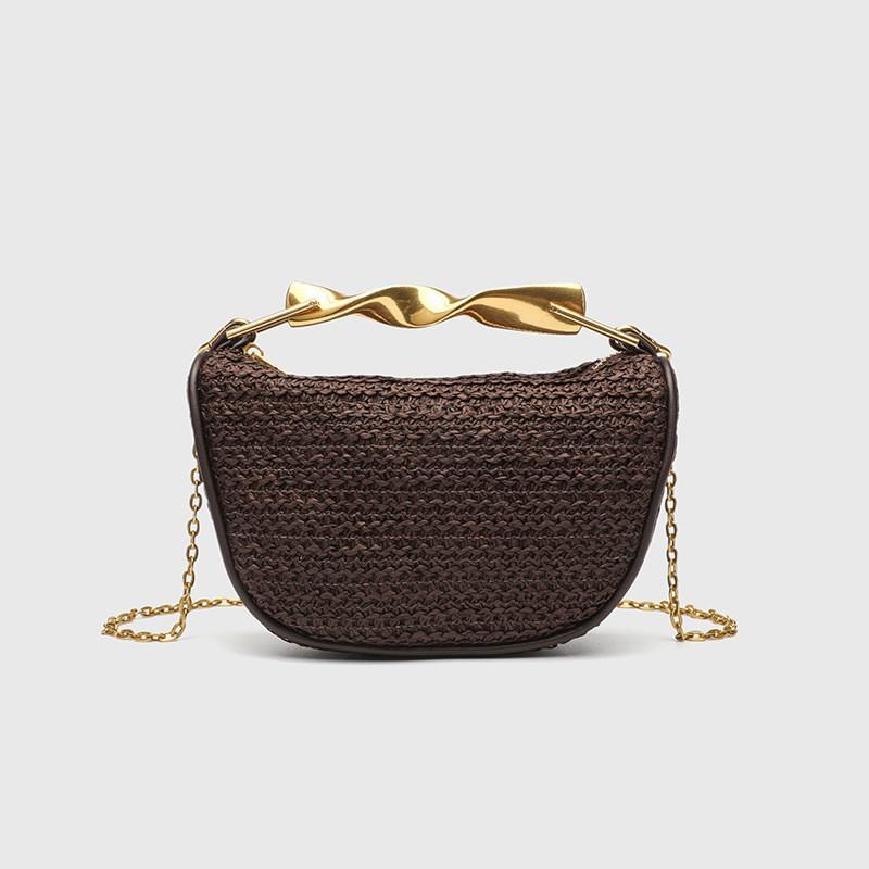 ZR Home Ähnlich Grenzüberschreitend Tragbar Gewebte Tasche Damen Neu Retro Kette Crossbody Stroh Unterarm