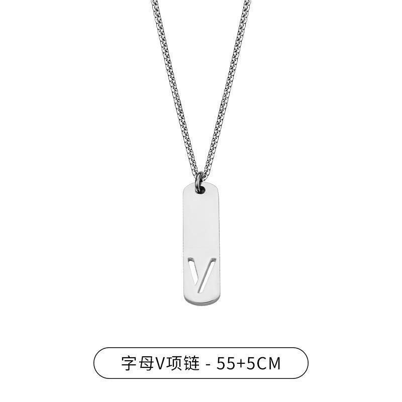 HNSP 316L Stainless Steel Initial Pendant Chain Necklace For Men Letter Tags  Accessories