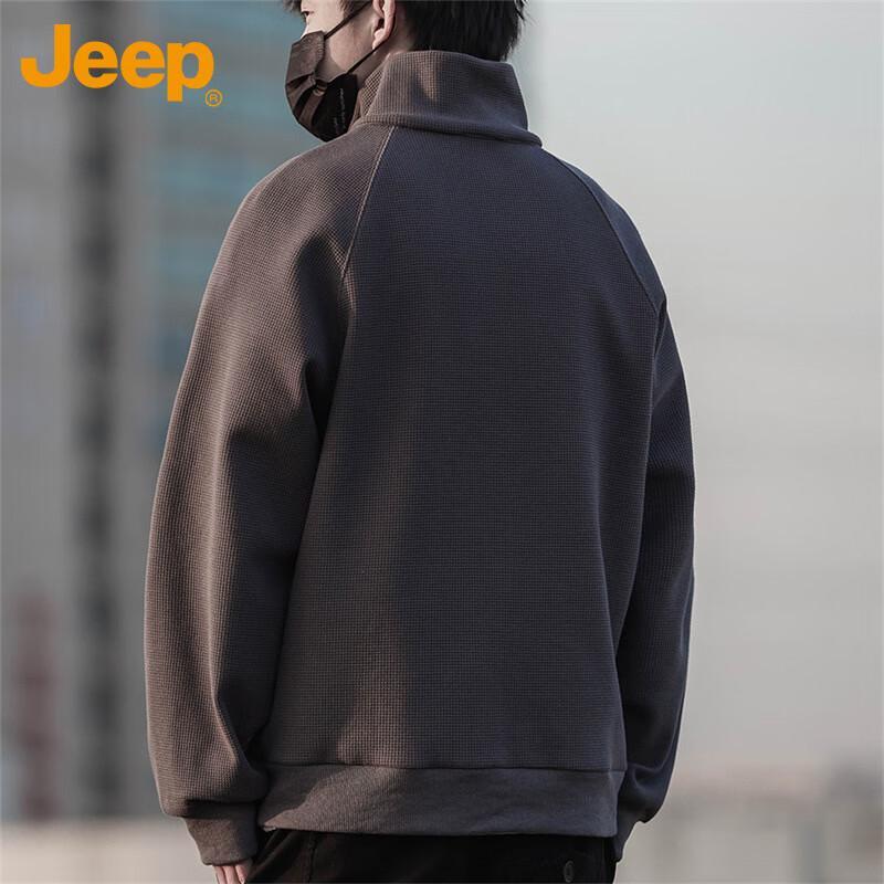 Jeep Men's Waffle Knit High-Neck Long Sleeve Pullover