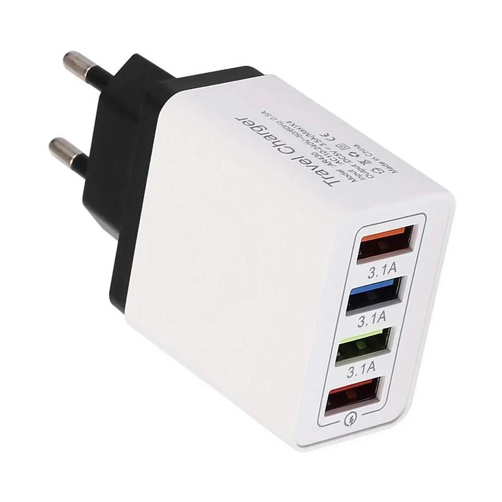 1PCS 5V USB Charger 4 Ports Fast Charging 3.1A Wall Charger For Xiaomi iPhone 15 Samsung US/EU Mobile Phone Plug Travel Charger