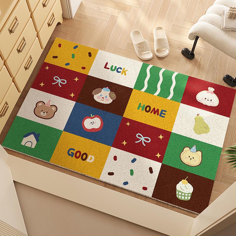 New Cartoon Silk Ring Door Floor Mat Household Door Carpet Porch Non-Slip Can Be Cut Wear-Resistant Foot Mat