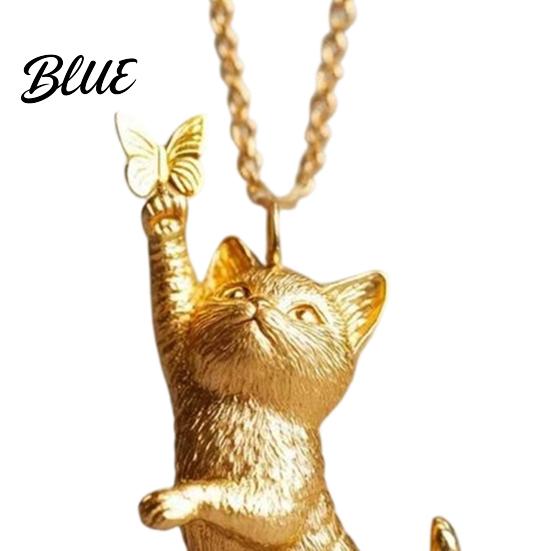 Elegante Leichte Halskette Katze Schmetterling Anhänger Niedlicher Kätzchen Anhänger Damen