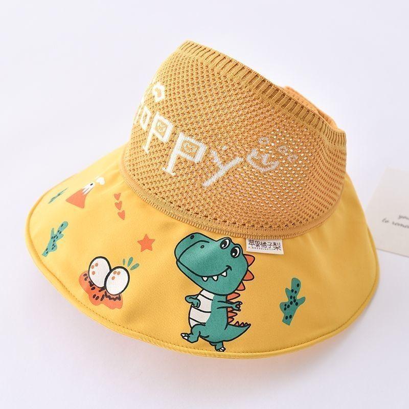 Children s sun hat summer hat baby sun hat boys and girls mesh empty top hat sun protection жёлтый