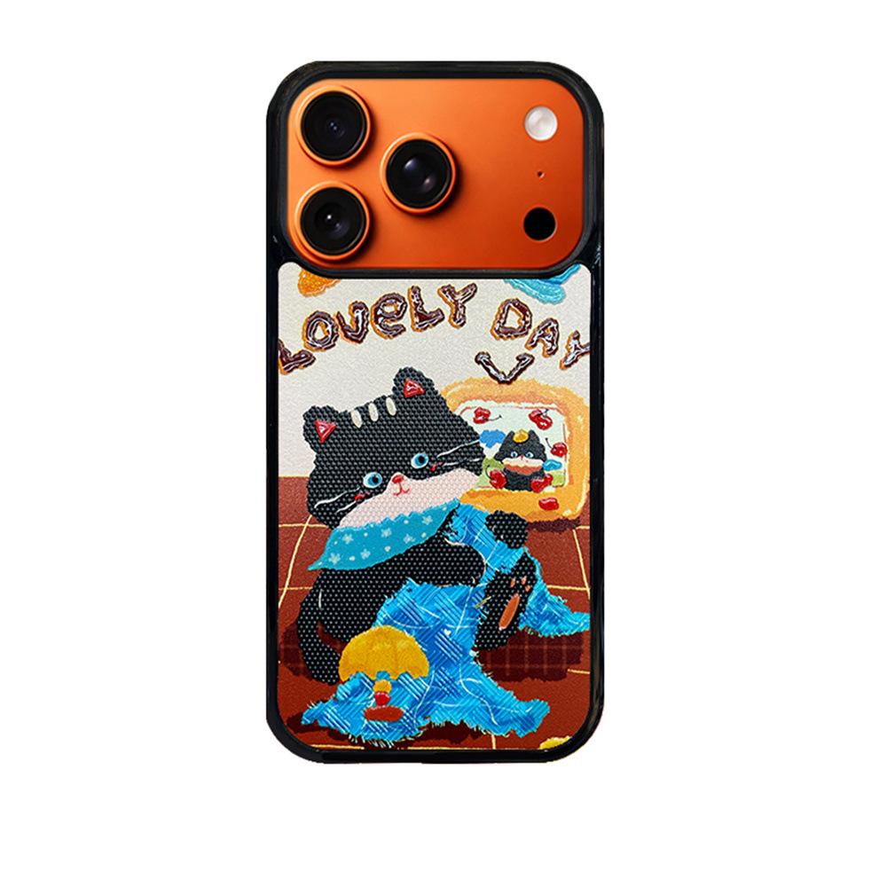 

Embossed Cartoon Kitten Anti-fall Phone Case for iPhone 14/13/12/11 Pro Max 14