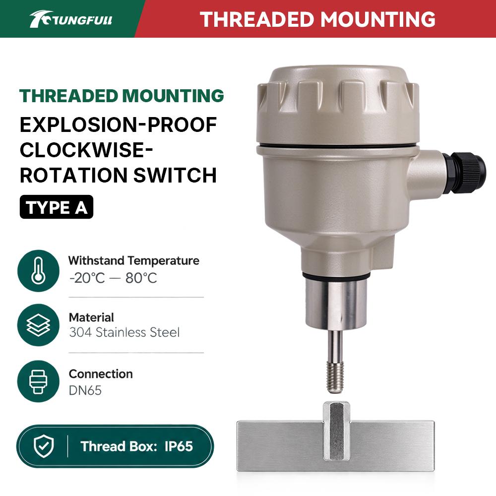 Rotating Material Level Sensor Rotary Paddle Level Switch 304 Stainless Steel Blade for Silo Bin Powder Granule Monitoring