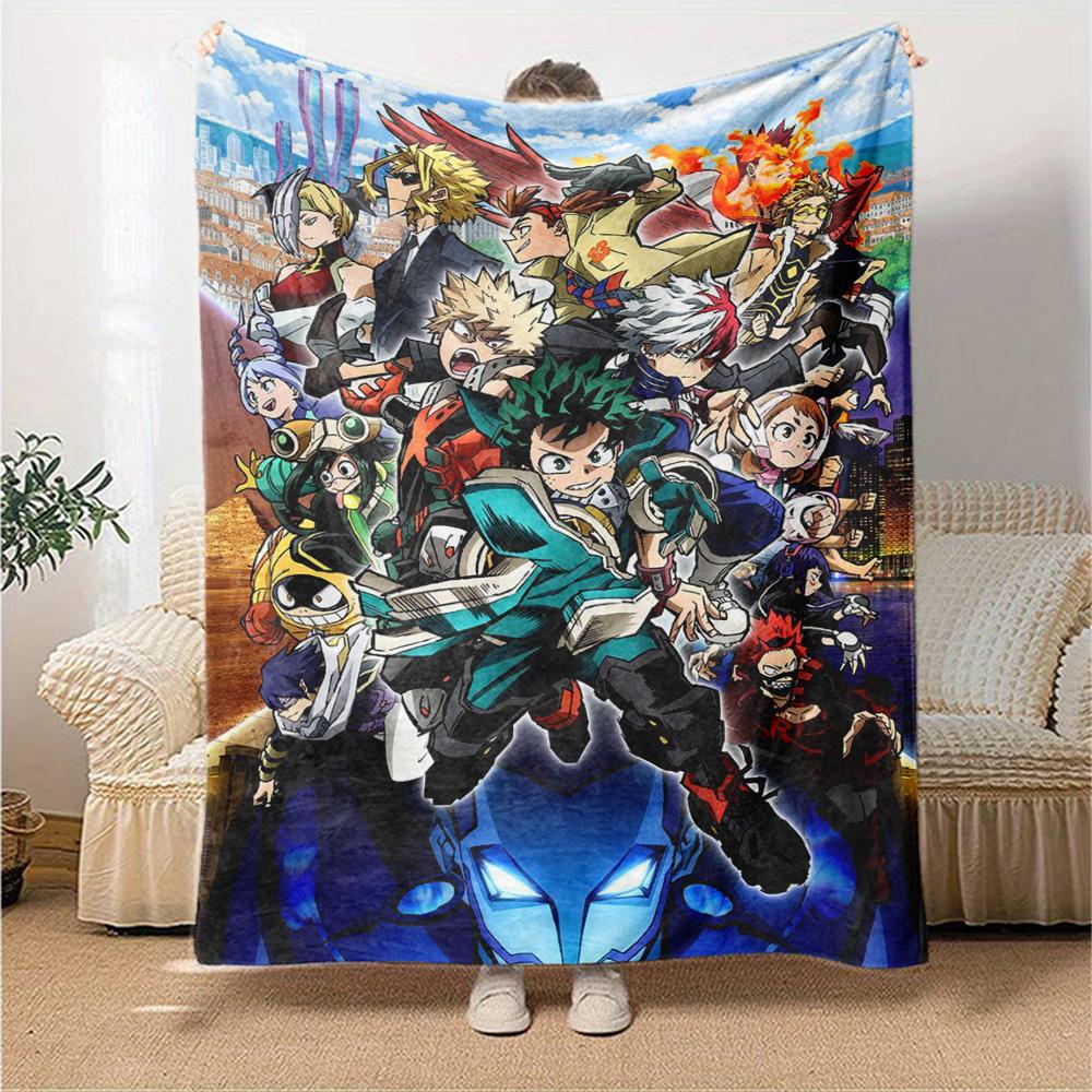Anime Hero Academia Print Flannel Blanket High Quality Warm Comfortable Cover for All Seasons Perfect for Gifts Home Decor