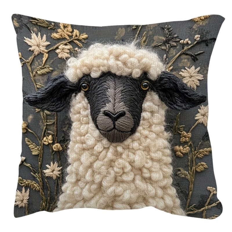 Taie d'oreiller et housse de coussin en lin respirant avec motifs alpagas Lavable Confortable Décoration de maison Cadeau