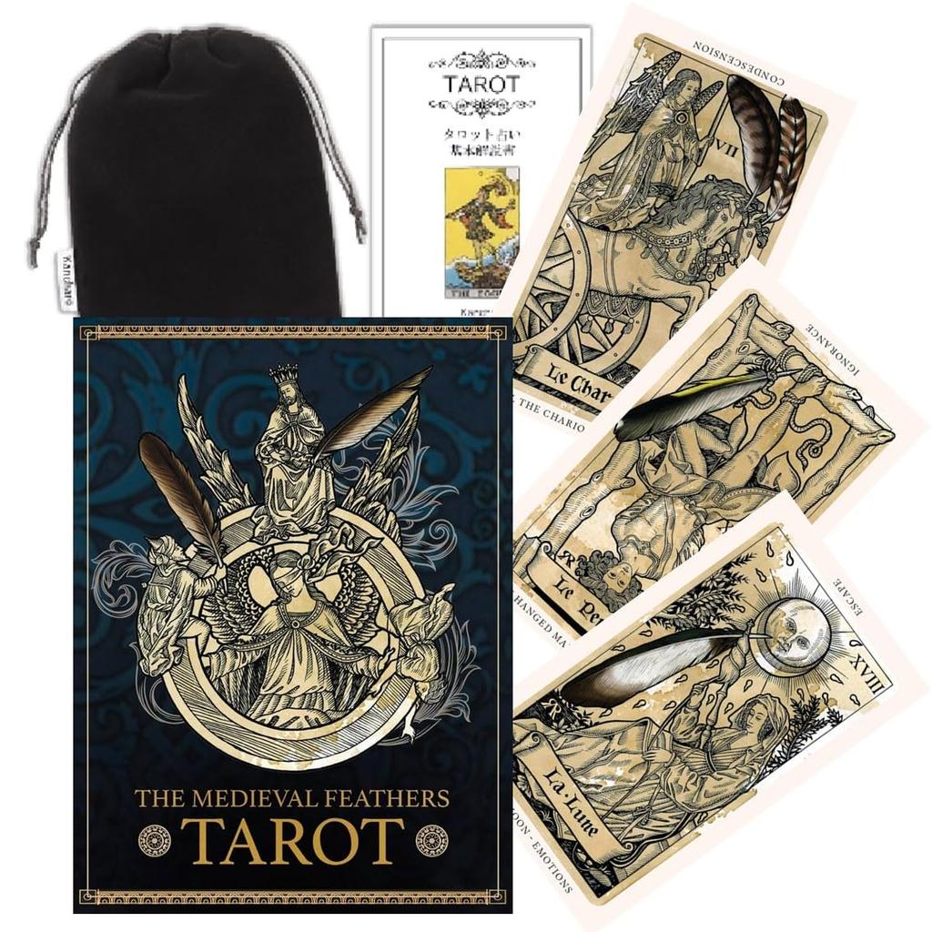 Kancharo Tarot Card Set Medieval Feathers Includes Japanese Tarot Card Instructions Pouch 80-Card [The Tarot] & (Authentic)