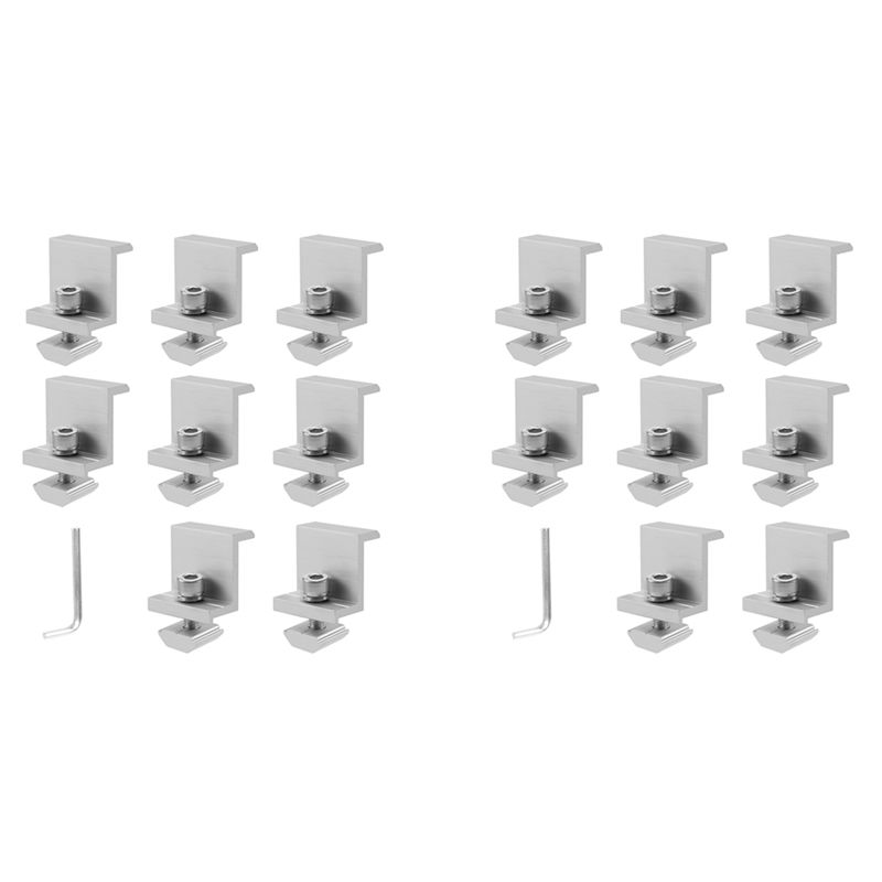 A84X-Solar Panel Mounting Brackets,16Pcs Aluminum Solar Panel End Clamp 30-45Mm Adjustable H, Solar Panel Mount