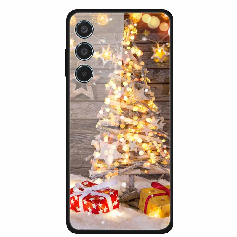Glass Cellphone Case For Samsung Galaxy M35 Hard Plastic Back Cover For Samsung M 35 Flowers Painted Cases Fundas Shell Shield
