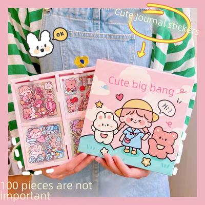 Cute Cartoon Journal Sticker Set - 100 Pieces Decorative Gift Pack